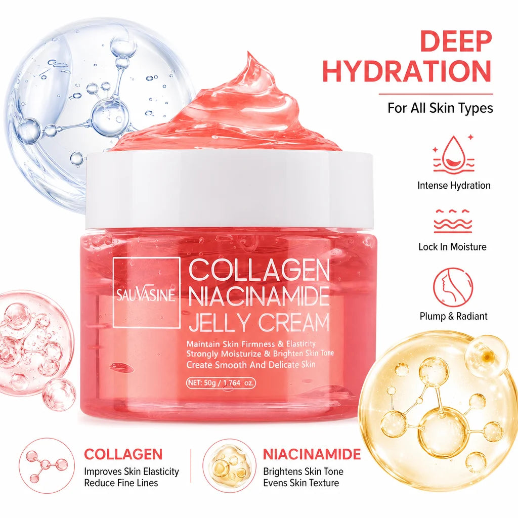 24H Glow & Lifted Collagen Jelly Cream Niacinamide and Hydrolyzed Collagen Strengthen the Skin Barrier and Moisturize the Skin