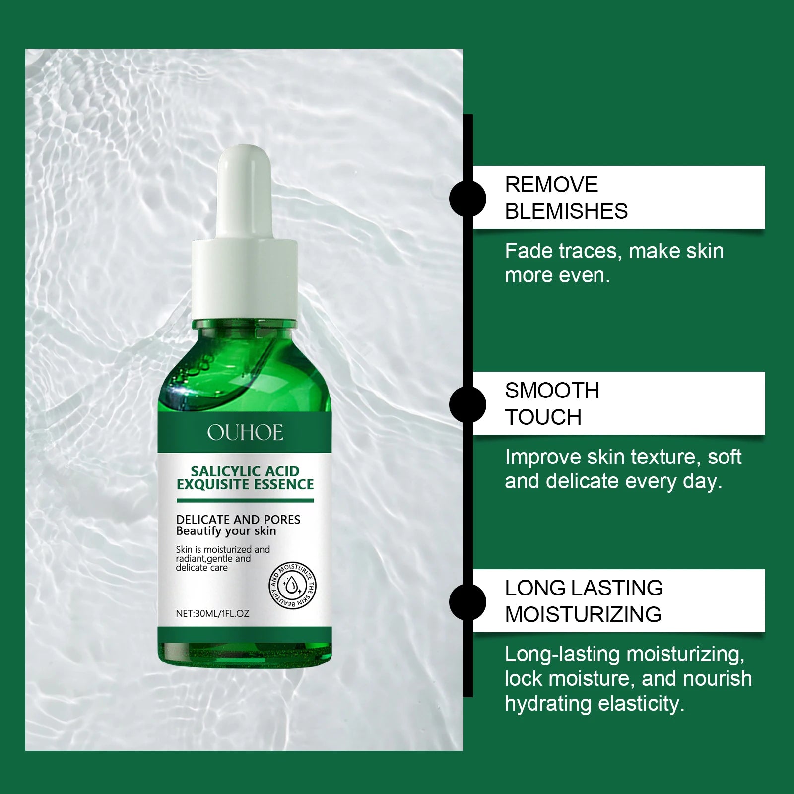 Salicylic Acid Facial Serum Deep Nourishing Cleaning Pores Essence Hyaluronic Acid Moisturizing Facial Serum Skincare Products