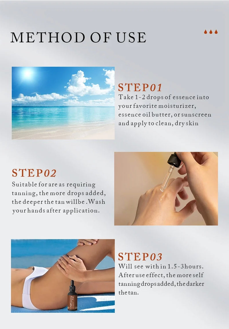 Organic Self Tanning Drops - 30Ml Self Tanning Serum for Face & Body, Buildable Natural Sunless Tan, Vegan & Paraben-Free