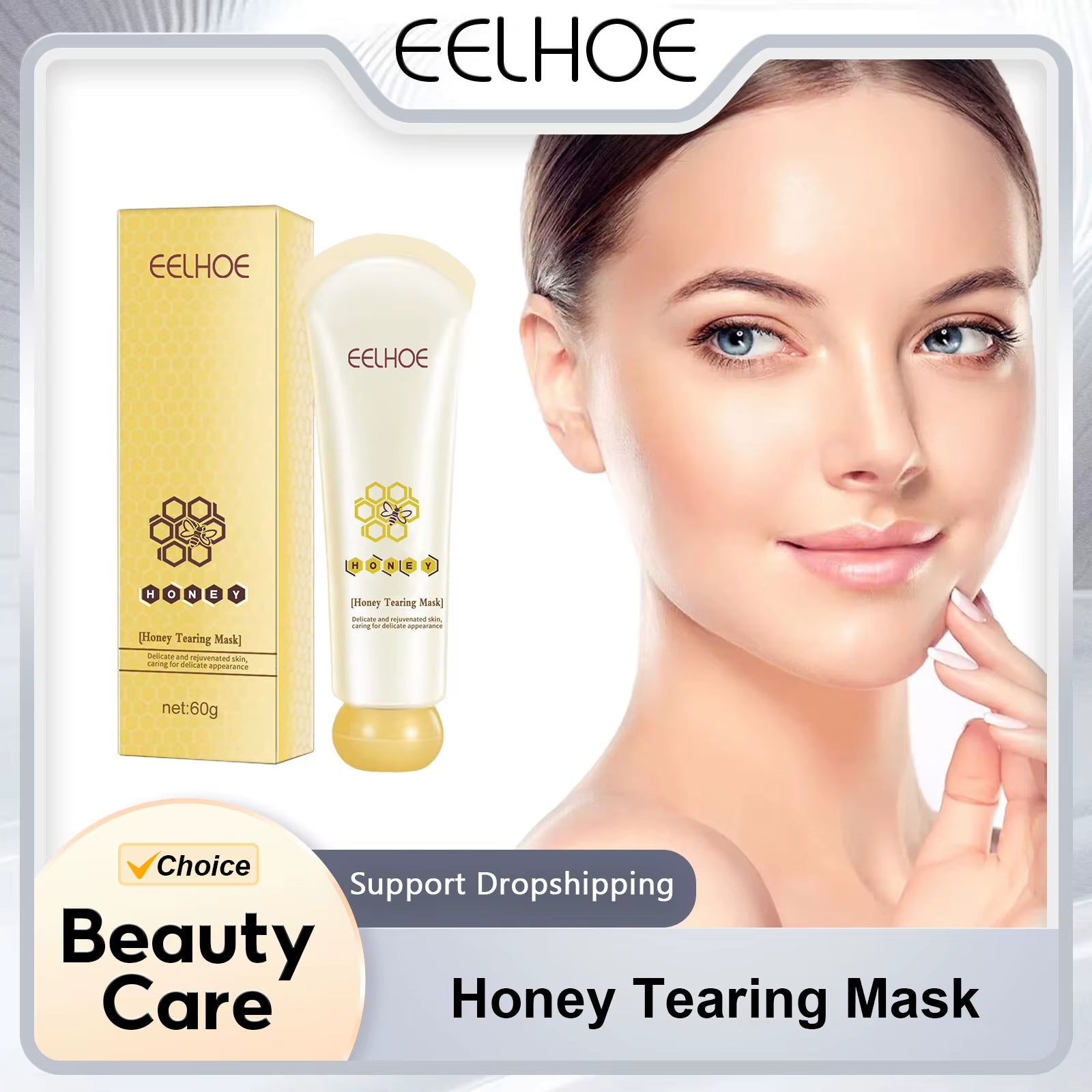 Honey Tearing Mask Remove Blackheads Smooth Face Purifying Mask Moisturizing Skin Care Oil Control Peel off Face Mask 60G