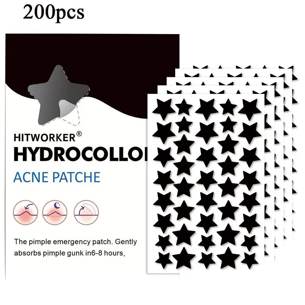 200/400 Counts Black Stars Shaped Hydrocolloid Acne Pimple Patches for Covering Zits Blemishes Spots, Pimple Popper Stickers Kit