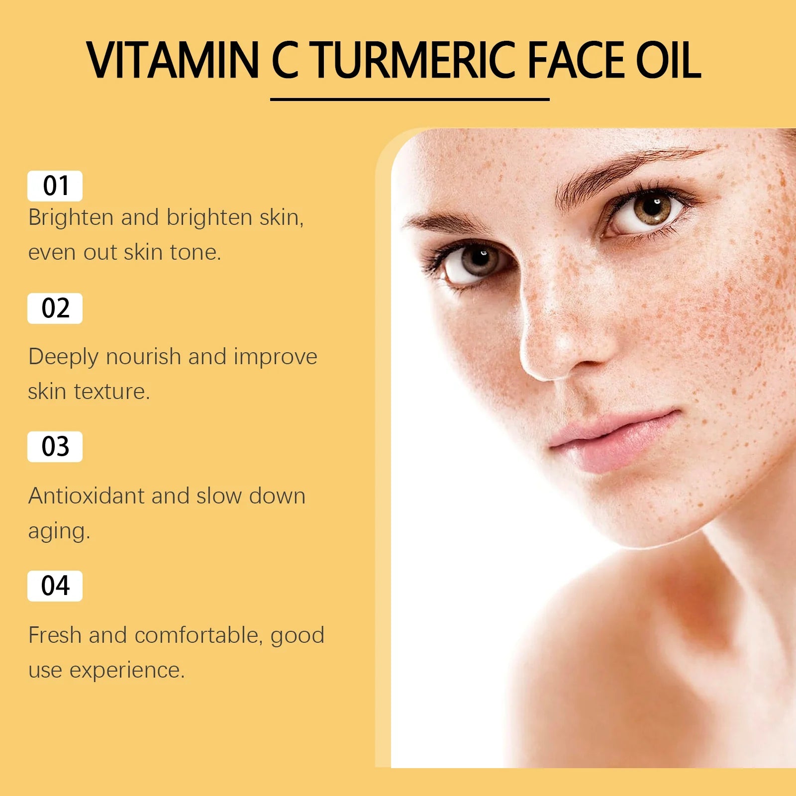 Vitamin C Turmeric Face Oil with Niacinamide & Rosemary Leaf Oil, Hydrating Brightening Facial Oil for Soothing Irritated Skin, Improve Skin Texture, 30Ml