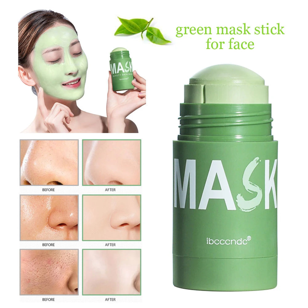 Face Clean Mask Green Tea Cleansing Stick Mask Shrink Pores Deep Blackhead Remover Facial Cleansing Moisturizing Mask 40G