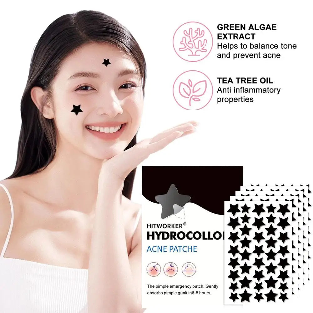 200/400 Counts Black Stars Shaped Hydrocolloid Acne Pimple Patches for Covering Zits Blemishes Spots, Pimple Popper Stickers Kit