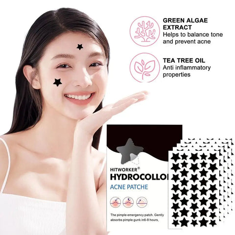 200/400 Counts Black Stars Shaped Hydrocolloid Acne Pimple Patches for Covering Zits Blemishes Spots, Pimple Popper Stickers Kit