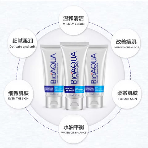 BIOAQUA Facial Cleanser anti Wrinkle Face Wash Foam Skincare Face Cleanser anti Acne Blackhead Remover Moisturizing Skin Care