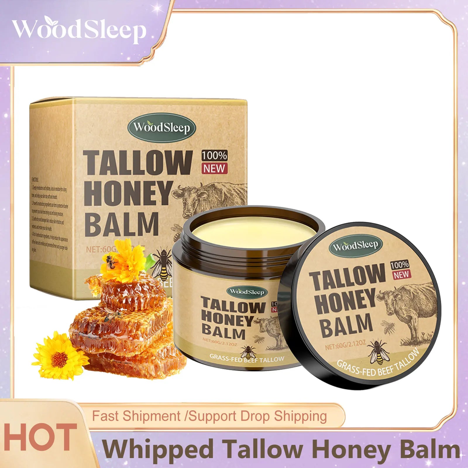 Whipped Beef  Skin Face Moisturizer Fast Absorption Grass Fed Grass Finished Organic Face Cream Body Lotion
