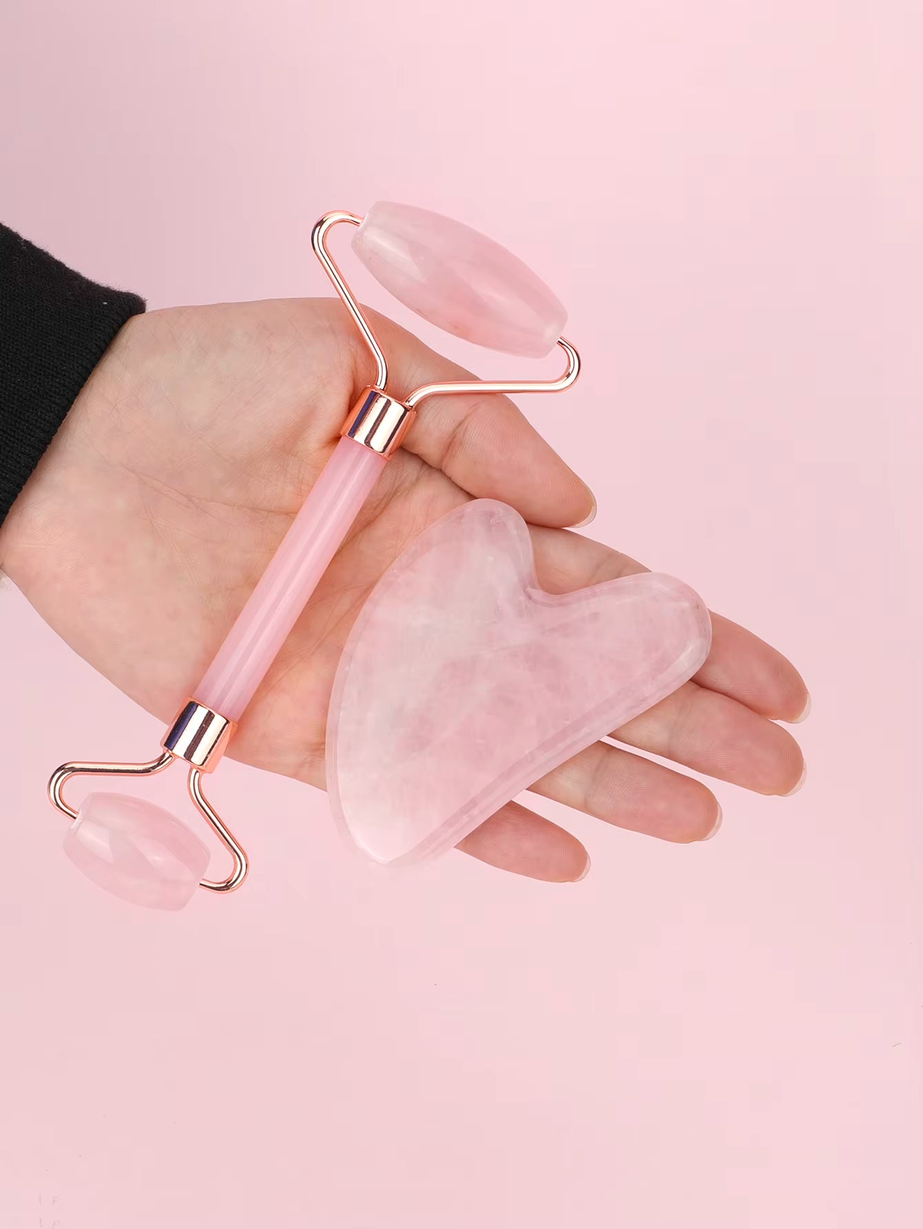 Natural Jade Face Roller Gua Sha Scraper Set Face Neck Body Skin Care Beauty Tool Portable Rose Quartz Facial Massager Tool