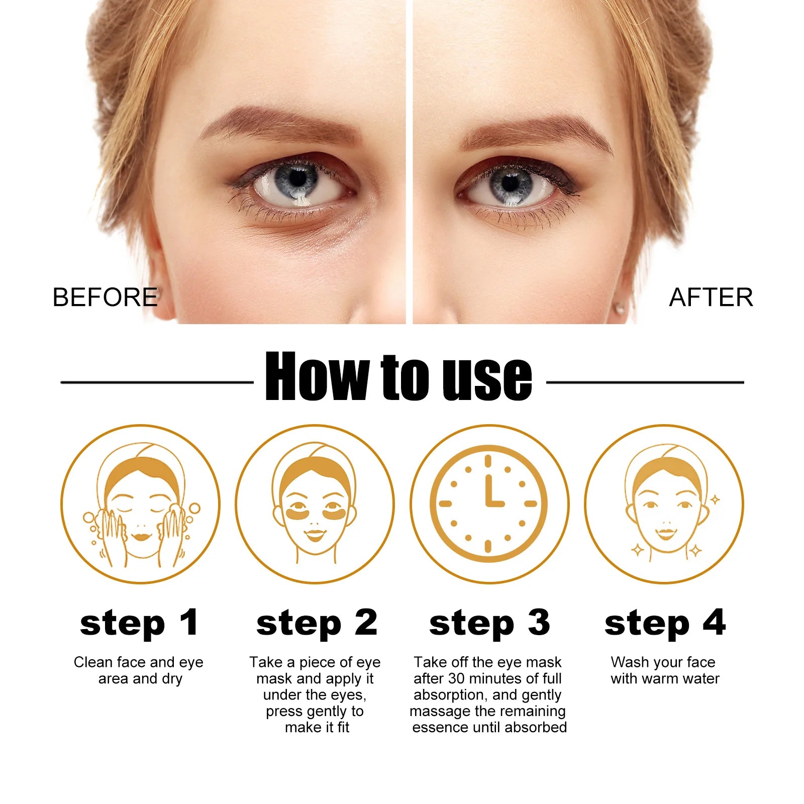 EELHOE Collagen Gold Eye Mask Firming Eye Patches for Dark Circles and Puffy Eyes