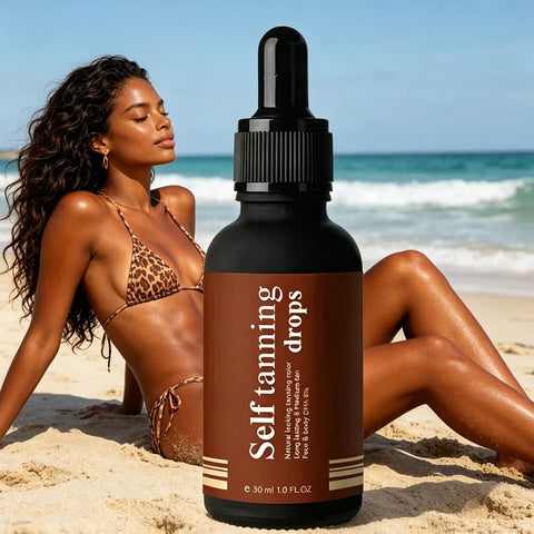 Organic Self Tanning Drops - 30Ml Self Tanning Serum for Face & Body, Buildable Natural Sunless Tan, Vegan & Paraben-Free