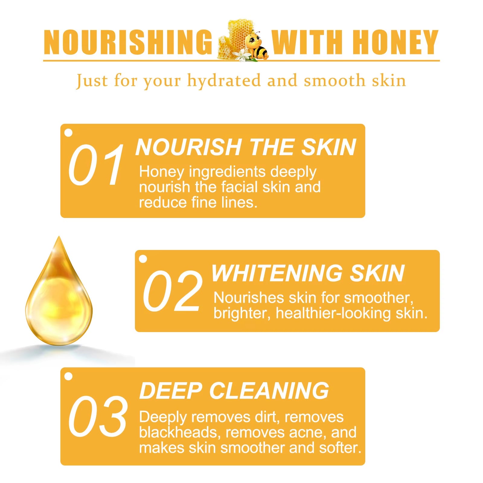Honey Tearing Mask Remove Blackheads Smooth Face Purifying Mask Moisturizing Skin Care Oil Control Peel off Face Mask 60G