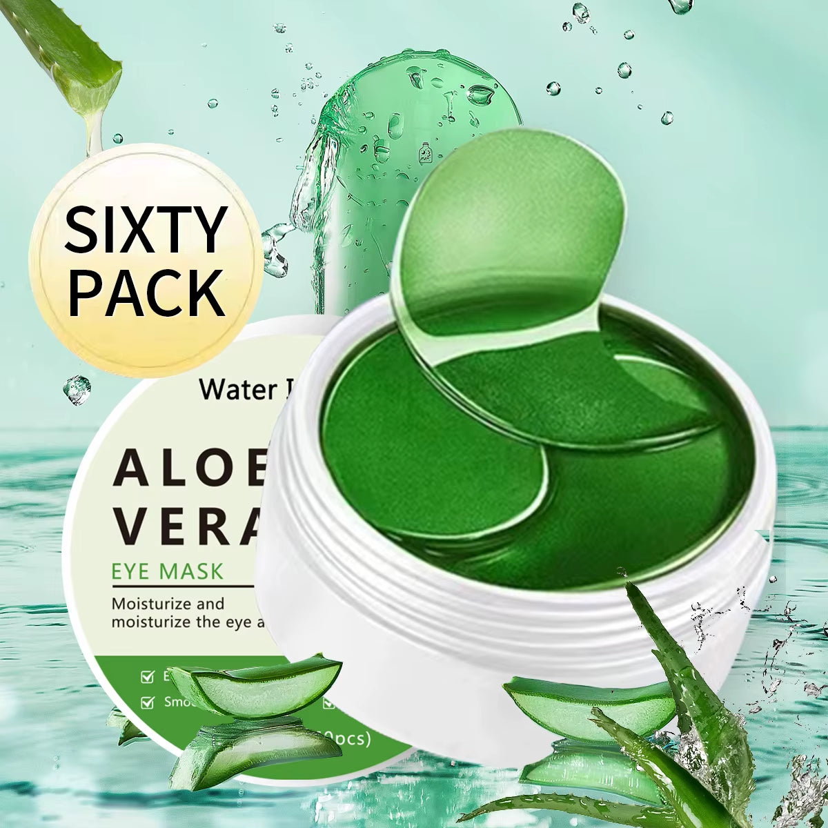 60Pcs Aloe Vera Collagen Eye Mask Anti-Dark Circles, Remove Eye Bags, Moisturizing and Firming Eye Patches, Eye Care Products