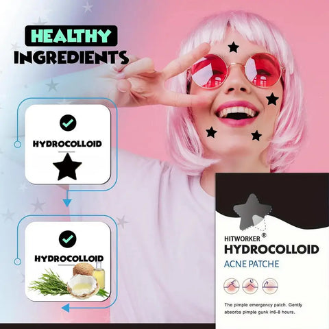 200/400 Counts Black Stars Shaped Hydrocolloid Acne Pimple Patches for Covering Zits Blemishes Spots, Pimple Popper Stickers Kit