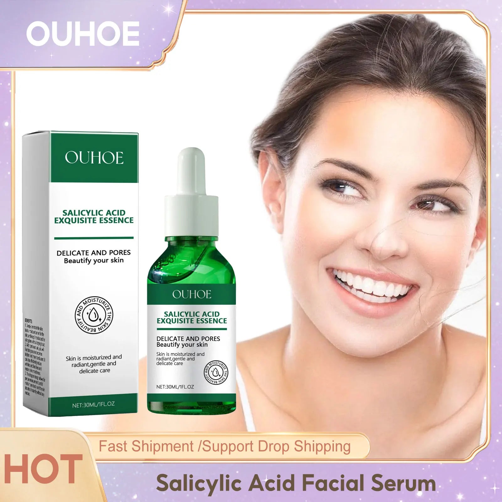 Salicylic Acid Facial Serum Deep Nourishing Cleaning Pores Essence Hyaluronic Acid Moisturizing Facial Serum Skincare Products
