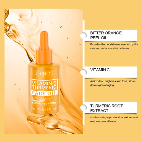 Vitamin C Turmeric Face Oil with Niacinamide & Rosemary Leaf Oil, Hydrating Brightening Facial Oil for Soothing Irritated Skin, Improve Skin Texture, 30Ml