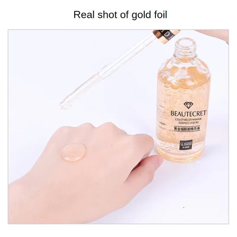 24K Gold Hyaluronic Acid Nicotinamide Face Essence Replenishment Moisturize Shrink Pore Brighten Skin Care Firming Facial Serum